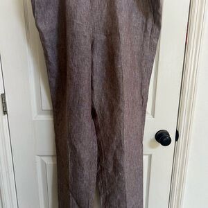 J.Jill Love Linen Women Brown Pants Size L Tall, Neutral, Summer, Natural Fiber